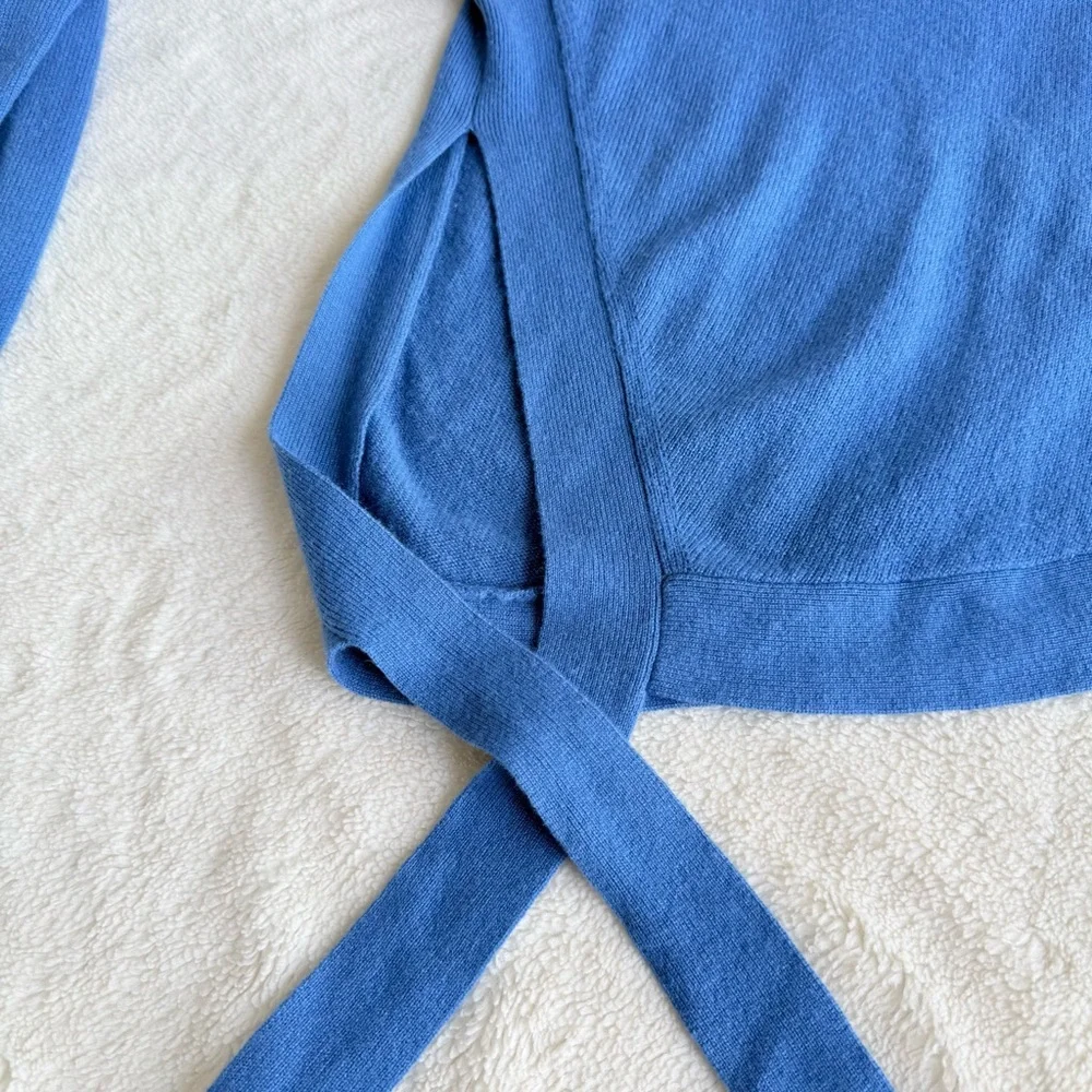 Tibi Cashmere Blue Long Sleeve Asymmetric Crewneck Sweater XS